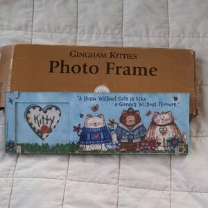 NIB Vintage Deborah Jordan Bryan Gingham Kitties Photo Frame